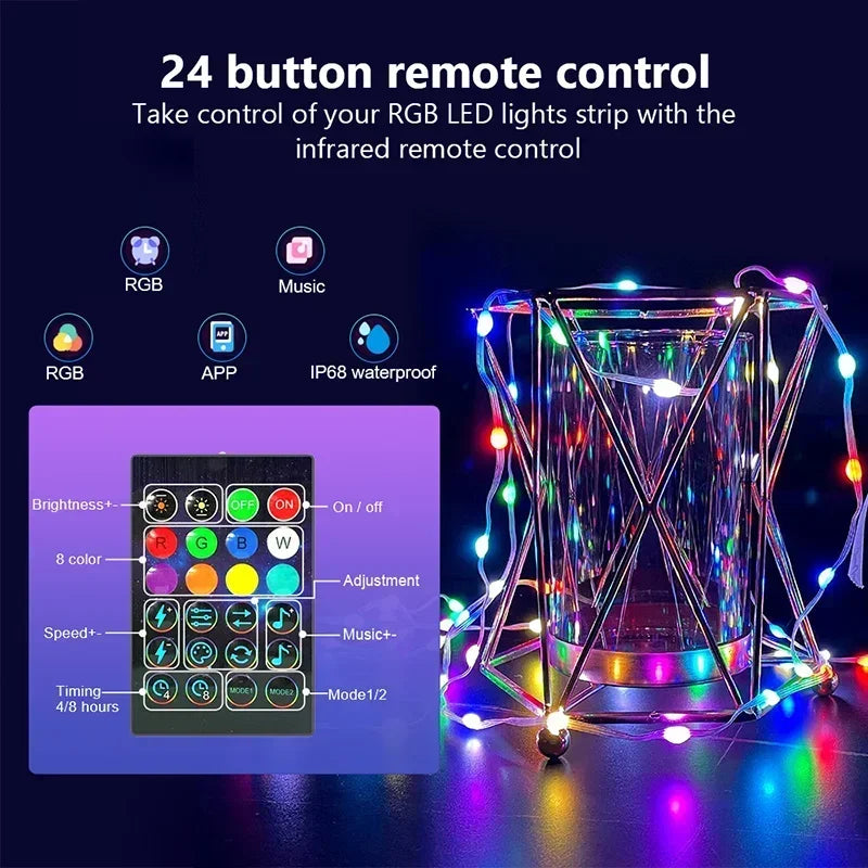 Smart Light String RGB Led Strip Bluetooth DIY Dreamcolor Fairy Light Christmas Tree Garland Light Waterproof Party Room Decor