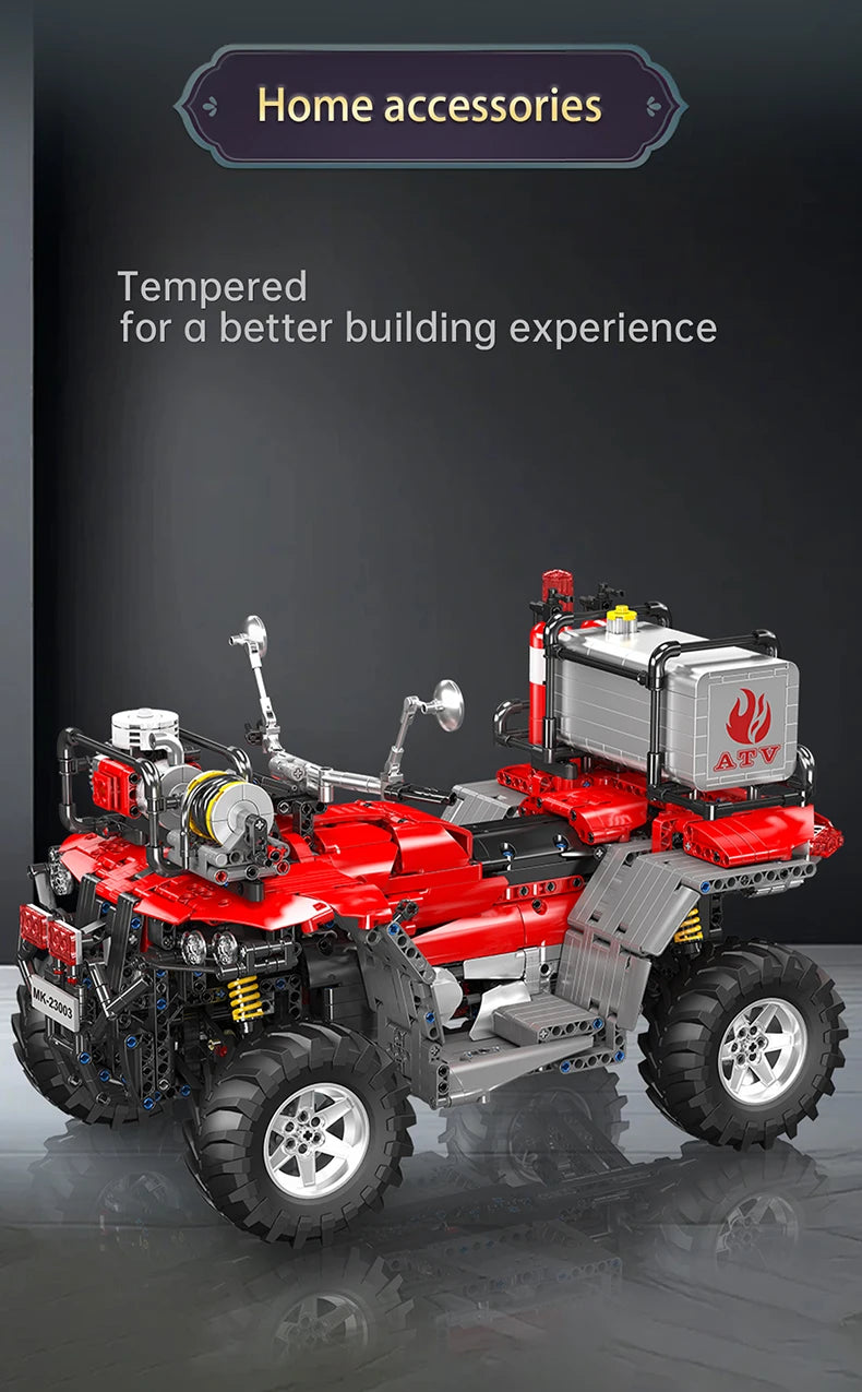Mould King 23003 Technical Car Toys The RC ATV FireFighting Vehicle Building Block Assembly Motorcycle Set Kids Christmas Gift