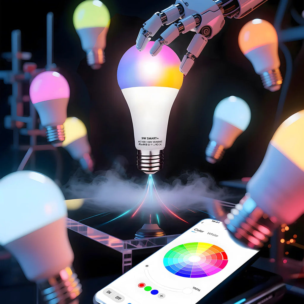 4pcs, Smart RGBCW LED Bulb, Dimmable Color Changing, Music Sync, App Control, Smart Home Light for Bedroom Living Room