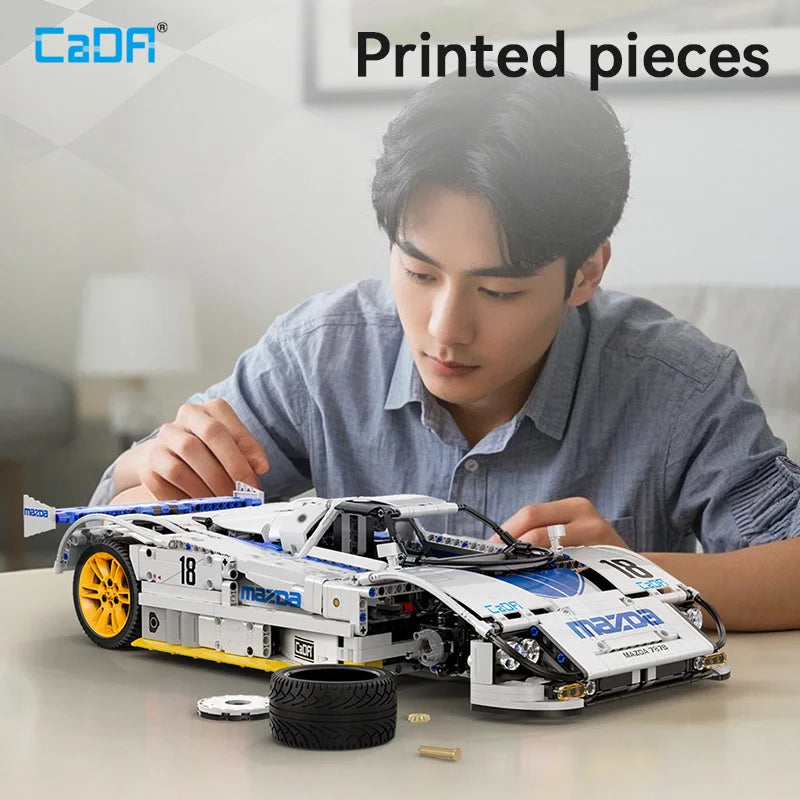 CaDA 1:10 Mazda 787B Technical Racing Car C42 Sports Car Model Building Blocks City Endurance Sports-Car Bricks Toys Kid Gifts ﻿