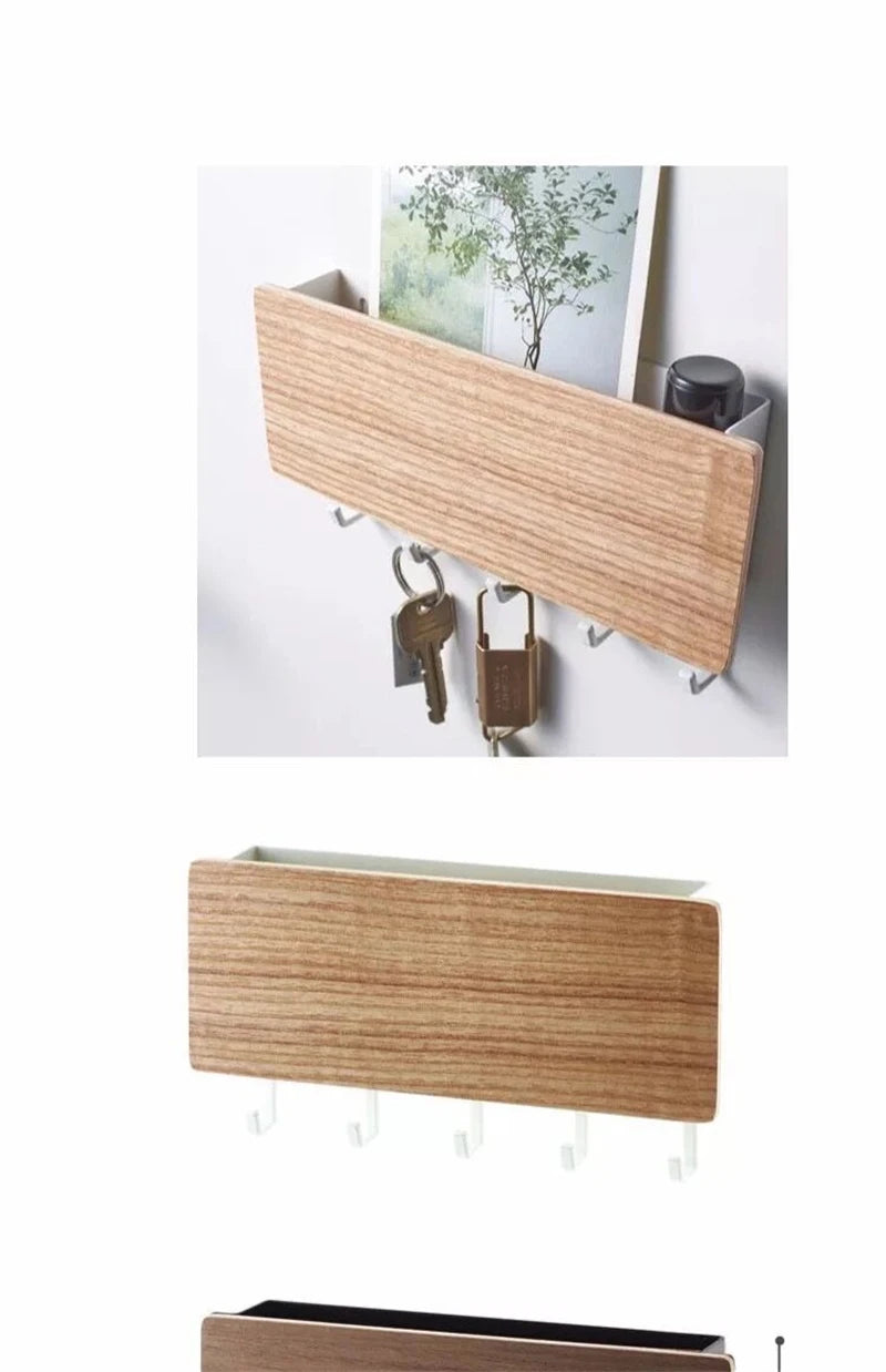 Wall Hanging Bamboo Key Hanger Holder Wall Organizer Rectangle Key Rack Hooks Coat Hooks Home Decoration Coat Hanger 2030