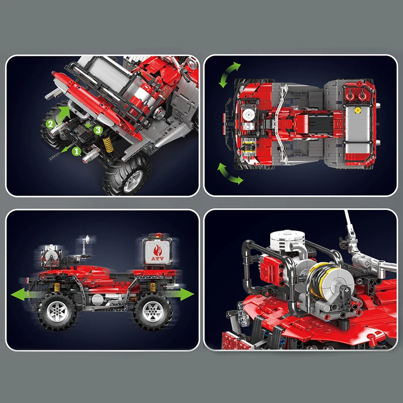 Mould King 23003 Technical Car Toys The RC ATV FireFighting Vehicle Building Block Assembly Motorcycle Set Kids Christmas Gift