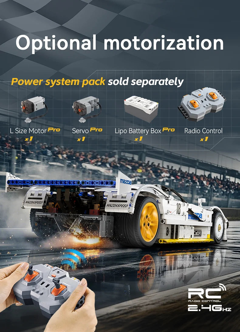 CaDA 1:10 Mazda 787B Technical Racing Car C42 Sports Car Model Building Blocks City Endurance Sports-Car Bricks Toys Kid Gifts ﻿
