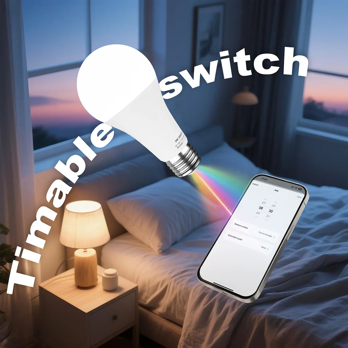 4pcs, Smart RGBCW LED Bulb, Dimmable Color Changing, Music Sync, App Control, Smart Home Light for Bedroom Living Room