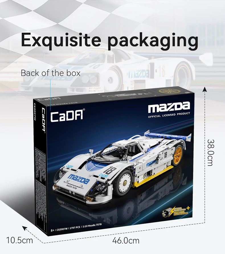 CaDA 1:10 Mazda 787B Technical Racing Car C42 Sports Car Model Building Blocks City Endurance Sports-Car Bricks Toys Kid Gifts ﻿