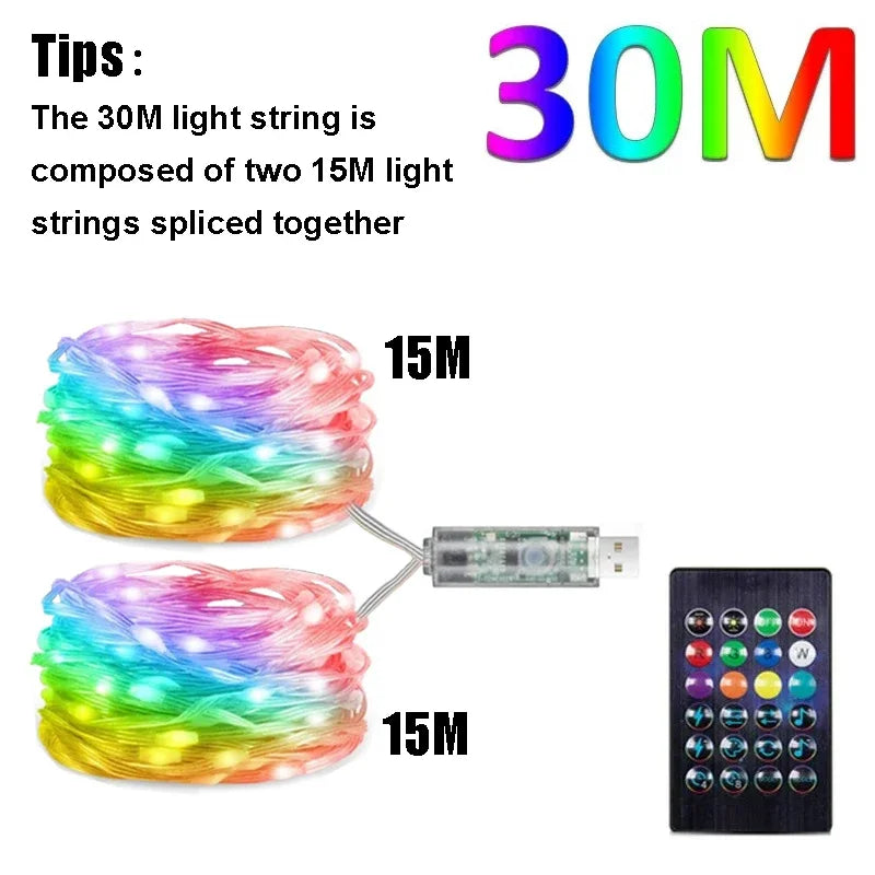 Smart Light String RGB Led Strip Bluetooth DIY Dreamcolor Fairy Light Christmas Tree Garland Light Waterproof Party Room Decor