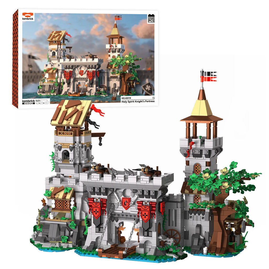 2568PCS Holy Spirit Knight's Fortress Building Blocks MOC Street View Bricks Model Toys Desktop Ornament Kids Adult Holiday Gift