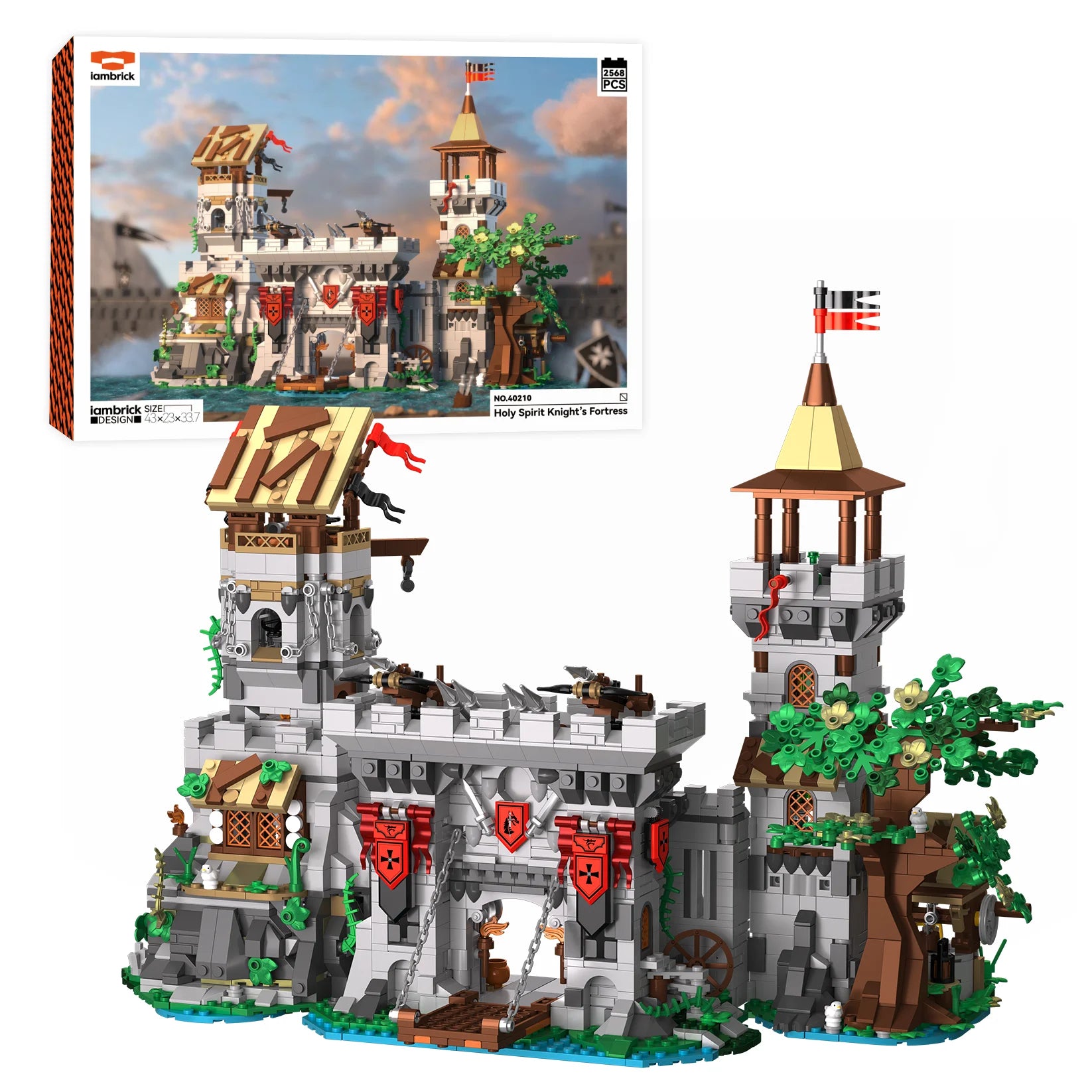 2568PCS Holy Spirit Knight's Fortress Building Blocks MOC Street View Bricks Model Toys Desktop Ornament Kids Adult Holiday Gift