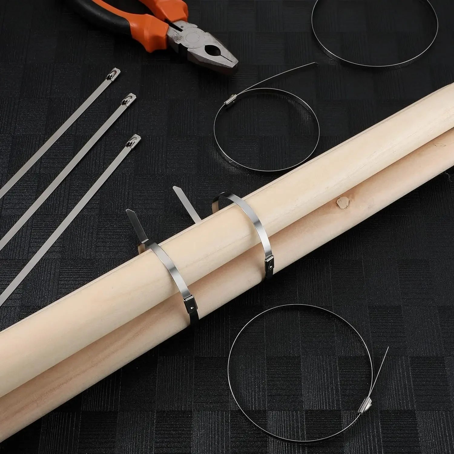 Metal Cable Ties Stainless Steel Self Locking Fastening Rings Heavy Duty Cables Tie Strap Exhaust Wrap Organizer For Home Office