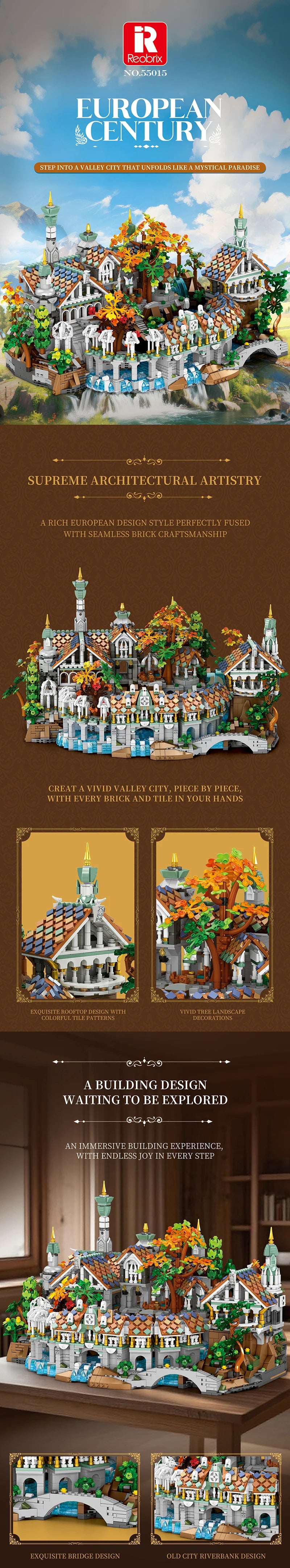 4406PCS MOC Movie Rings Rivendell Medieval Castle Building Blocks Street View Modular Architecture Model Bricks Toys Adults Gift