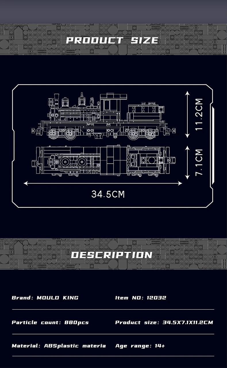 Mould King 12032 Technical Train Toys The RC Shay-Type Steam Locomotive Building Block Assembly Car Brick Kids Christmas Gift