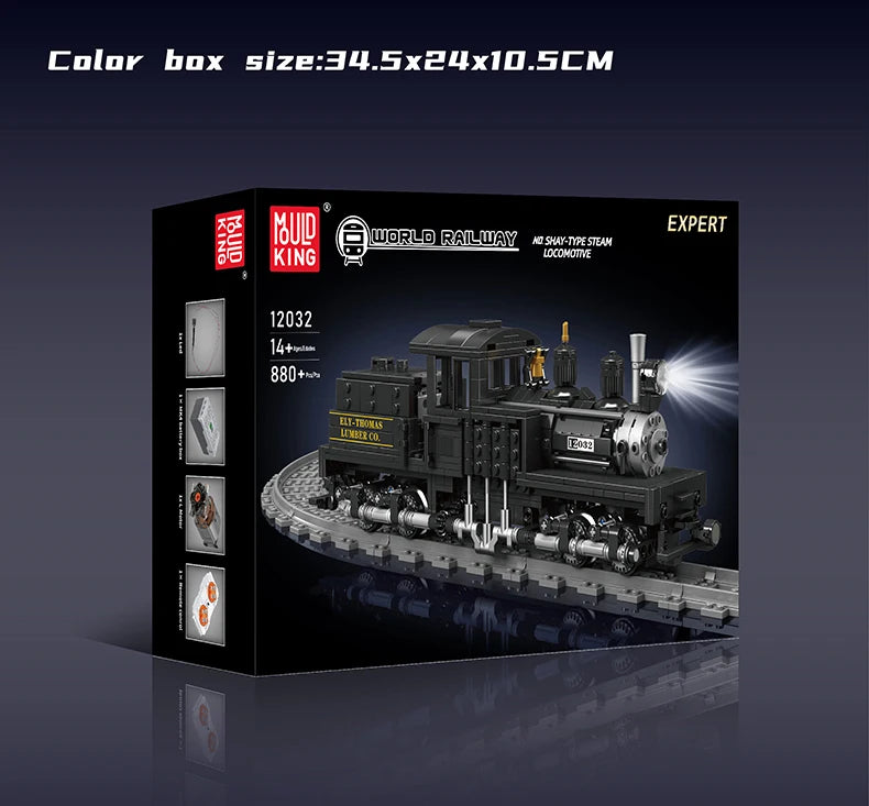 Mould King 12032 Technical Train Toys The RC Shay-Type Steam Locomotive Building Block Assembly Car Brick Kids Christmas Gift