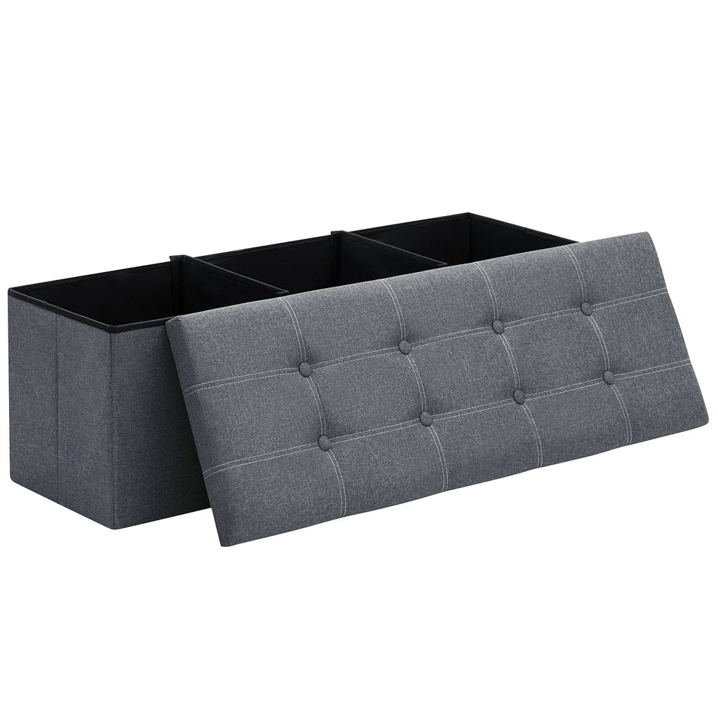 Foldable Stool Ottoman Storage Bench Chest Seat Organizer Box Multifunctional Home Furniture for Living Room